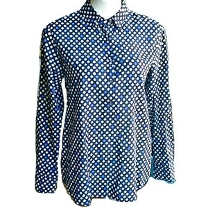 J.Crew Blue Floral Cotton Long Sleeves Lightweight Top Size 6